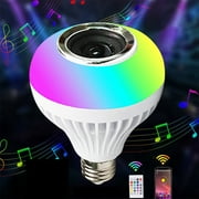Smart Home Lights, LED Light Bulb with Integrated Bluetooth Speaker, E27 Rgb Changing Lamp Wireless Stereo Audio,24 Keys Remote Control Rgb Color Changing Speake, Daily Necessities on Clearance
